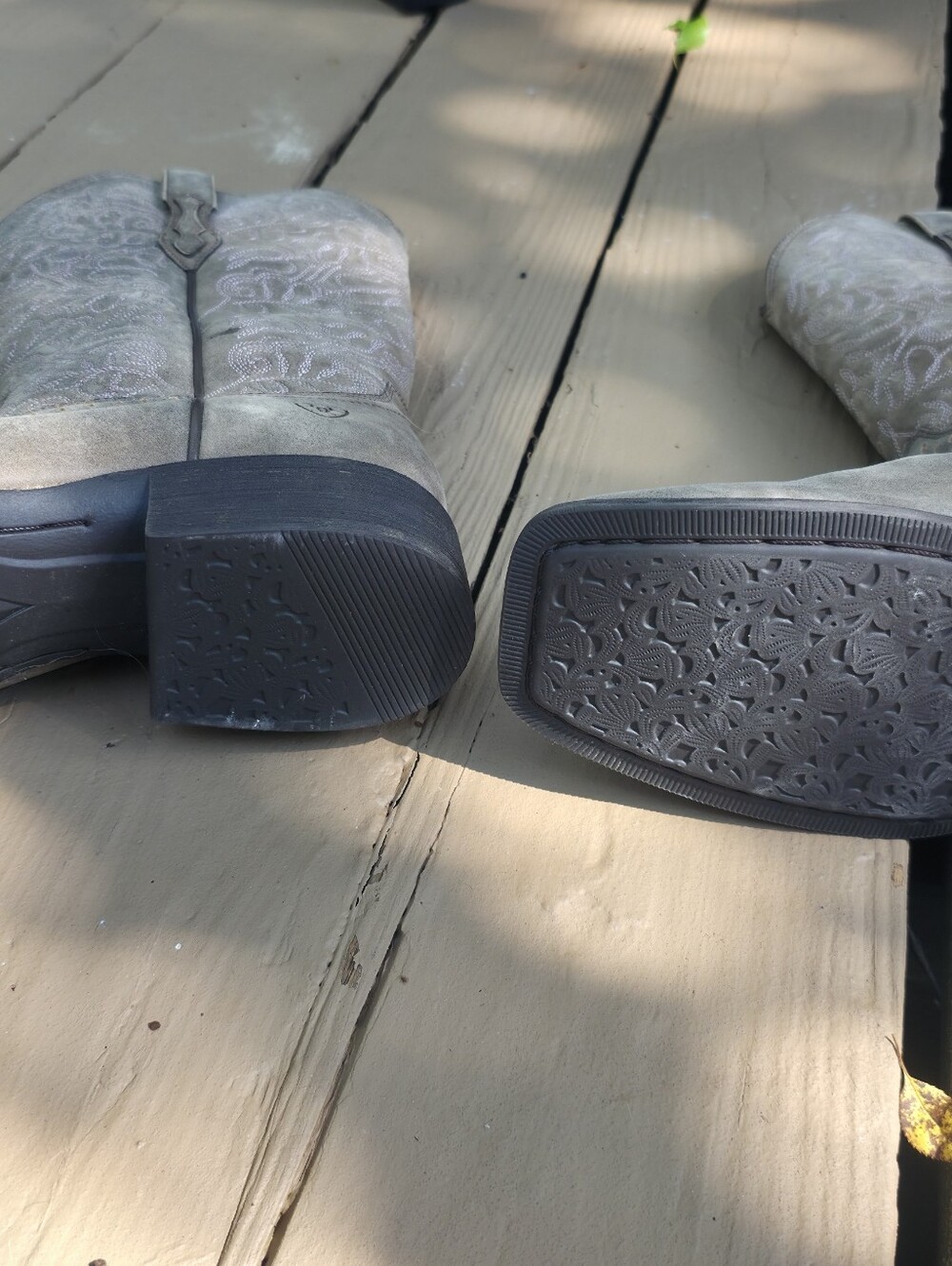 Ariat Taupe Embroidered Suede Western Ankle Boots - Picture 2 of 7
